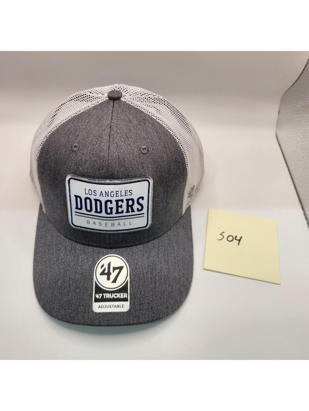 '47 Los Angeles Dodgers Adjustable Mesh Trucker Hat Gray White Baseball Cap